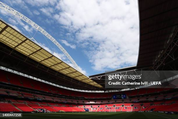 General view inside the stadium ahead of the Finalissima 2022 match between Italy and Argentina at Wembley Stadium on June 01, 2022 in London,...