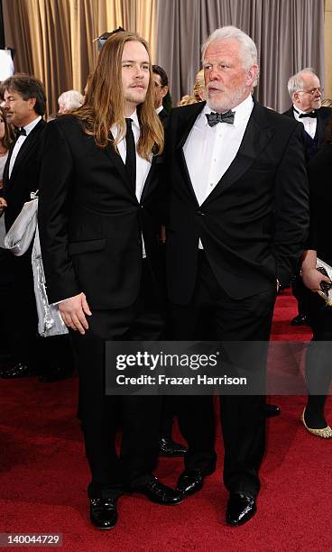 Brawley Nolte and Actor Nick Nolte arrives at the 84th Annual Academy Awards held at the Hollywood & Highland Center on February 26, 2012 in...