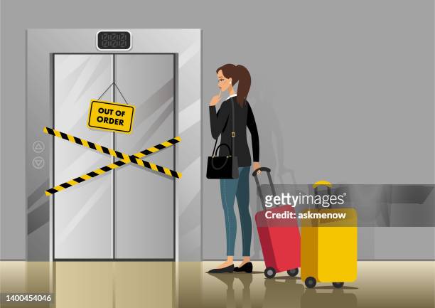 ilustrações de stock, clip art, desenhos animados e ícones de elevator out of order - door close button