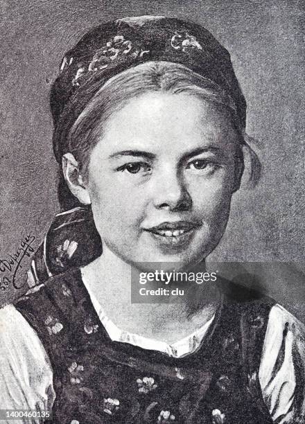 young girl portrait - child facing camera stock illustrations