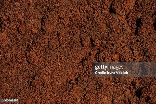 macrophotography background of the texture of ground coffee. - ground coffee 個照片及圖片檔