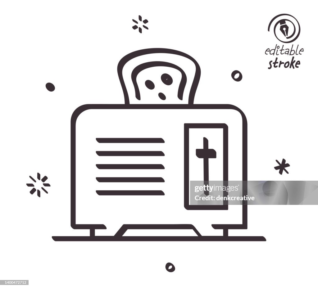 Playful Line Illustration For Toast Machine High-Res Vector Graphic ...