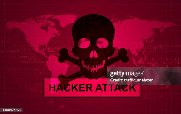 jolly roger - red screen hacker attack - red binary code stock illustrations