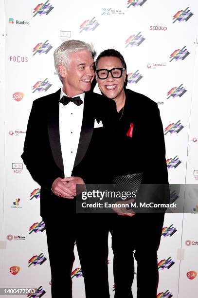 Phillip Schofield and Gok Wan attend the Rainbow Honours at 8 Northumberland Avenue on June 01, 2022 in London, England.