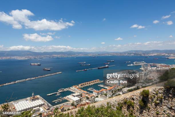 gibraltar marina, bay of algeciras and algeciras (spain) - algeciras stockfoto's en -beelden