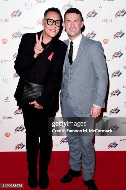 Gok Wan and Mark McAdam attend the Rainbow Honours at 8 Northumberland Avenue on June 01, 2022 in London, England.