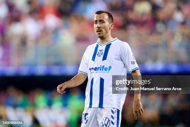 Ruben Diez of CD Tenerife reacts during the LaLiga Smartbank match between SD Eibar and Tenerife at Estadio Municipal de Ipurua on May 21, 2022 in...