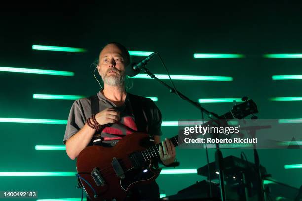 Thom Yorke of The Smile performs on stage at Usher Hall on June 01, 2022 in Edinburgh, Scotland.