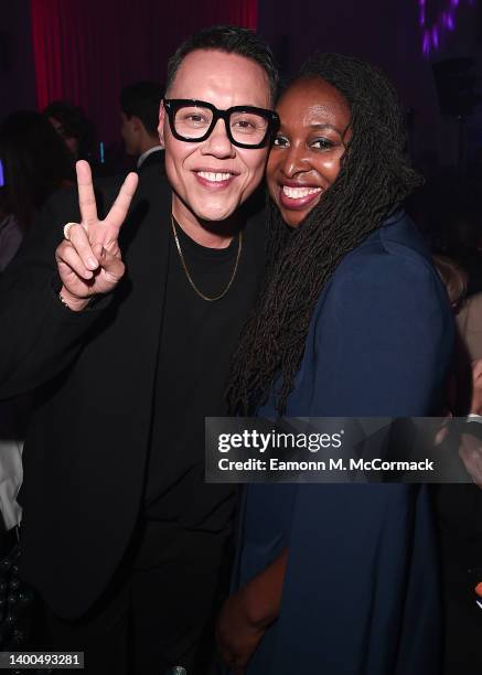Gok Wan and Labour MP Dawn Butler attend the Rainbow Honours at 8 Northumberland Avenue on June 01, 2022 in London, England.