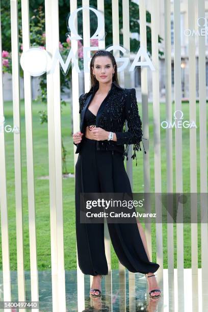 Model Alessandra Ambrosio attends the OMEGA 'Her Time' party at the Liria Palace on June 01, 2022 in Madrid, Spain.