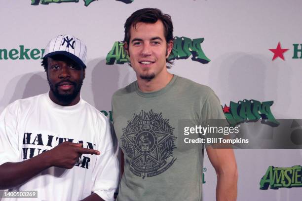 August 20: MANDATORY CREDIT Bill Tompkins/Getty Images Wyclef Jean and Nick Hexum backstage at the Amsterjam Music Festival August 20, 2005 on...