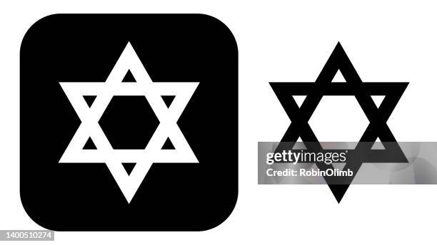 schwarz-weißer davidstern ikonen 1ai - judenstern stock-grafiken, -clipart, -cartoons und -symbole
