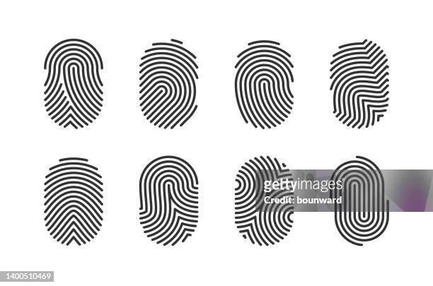 stockillustraties, clipart, cartoons en iconen met fingerprint line icons editable stroke - biometrie