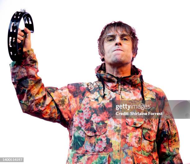Liam Gallagher performs at Etihad Stadium on June 01, 2022 in Manchester, England.