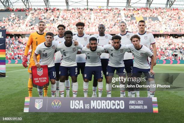 The United States men's national team starting eleven before a game against Morocco at TQL Stadium on June 1, 2022 in Cincinnati, Ohio.