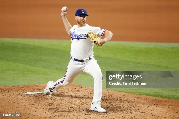 Jon Gray of the Texas Rangers pitches against the Tampa Bay Rays in the fourth inning at Globe Life Field on June 01, 2022 in Arlington, Texas.