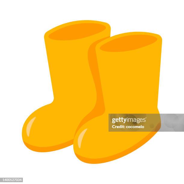 yellow rain boots. - monsoon stock illustrations
