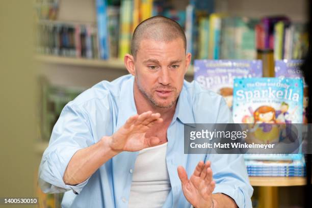 Channing Tatum speaks onstage before he signs copies of his new children's book "The One and Only Sparkella Makes A Plan" at Barnes & Noble at The...