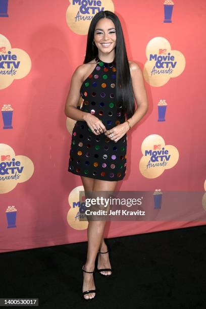 Host Vanessa Hudgens at the 2022 MTV Movie & TV Awards press day at Barker Hangar on June 01, 2022 in Santa Monica, California.