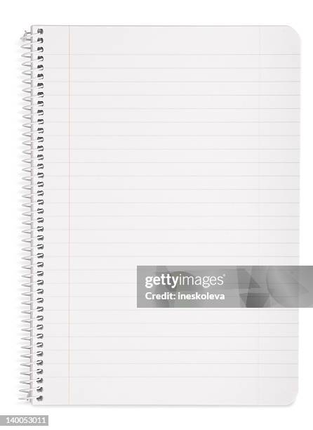 bloco de notas (isolado em branco com traçado de recorte - bloco espiral imagens e fotografias de stock