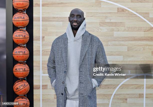 Tacko Fall attends Netflix's "Hustle" World Premiere at Regency Village Theatre on June 01, 2022 in Los Angeles, California.