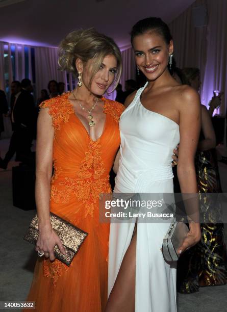 Hofit Golan and model Irina Shayk attends the 20th Annual Elton John AIDS Foundation Academy Awards Viewing Party at The City of West Hollywood Park...