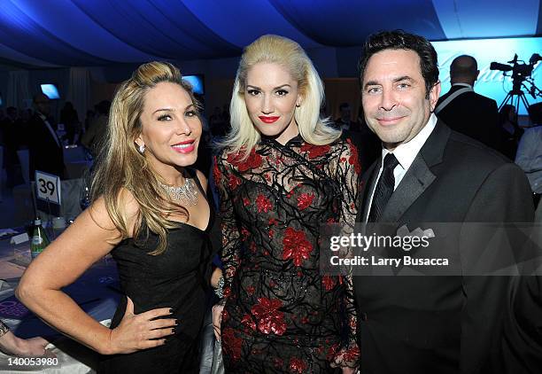 Personality Adrienne Maloof, Gwen Stefani and Dr. Paul Nassif attend the 20th Annual Elton John AIDS Foundation Academy Awards Viewing Party at The...