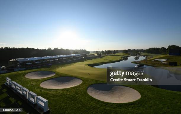 General view of the 18th green during Day One of the Porsche European Open at Green Eagle Golf Course on June 02, 2022 in Hamburg, Germany.