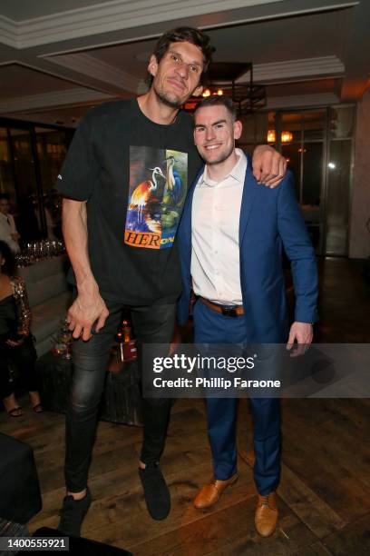 Boban Marjanović and Greg St. Jean attend the after party for the Netflix World Premiere of "Hustle" at Baltaire on June 01, 2022 in Los Angeles,...