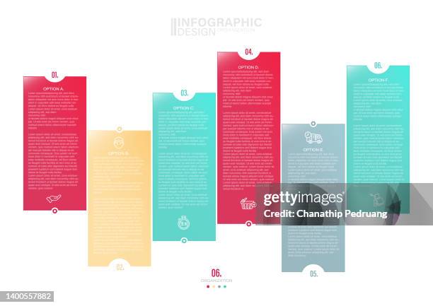 presentation vector infographic template with 6 steps stock illustration infographic, list, icons, success - six step process stock illustrations