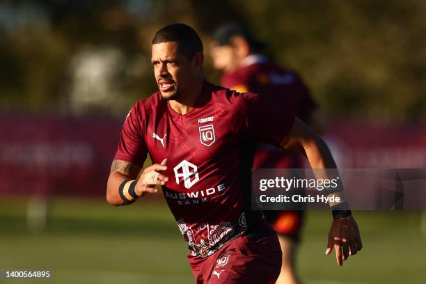 Dane Gagai during a Queensland Maroons State of Origin training session at Sanctuary Cove on June 02, 2022 in Gold Coast, Australia.