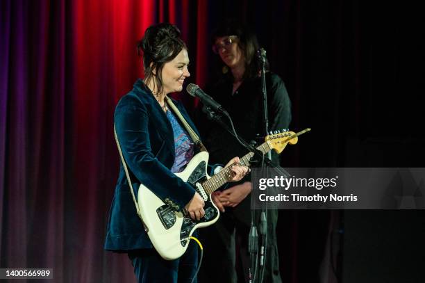 Angel Olsen performs during Reel To Reel: Big Time: A Film by Kimberly Stuckwisch and Angel Olsen at The GRAMMY Museum on June 01, 2022 in Los...