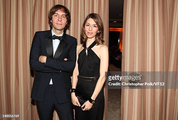 Thomas Mars and Sofia Coppola attend the 2012 Vanity Fair Oscar Party Hosted By Graydon Carter at Sunset Tower on February 26, 2012 in West...
