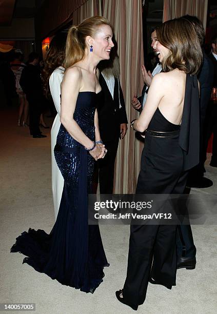 Leslie Mann and Sofia Coppola attend the 2012 Vanity Fair Oscar Party Hosted By Graydon Carter at Sunset Tower on February 26, 2012 in West...