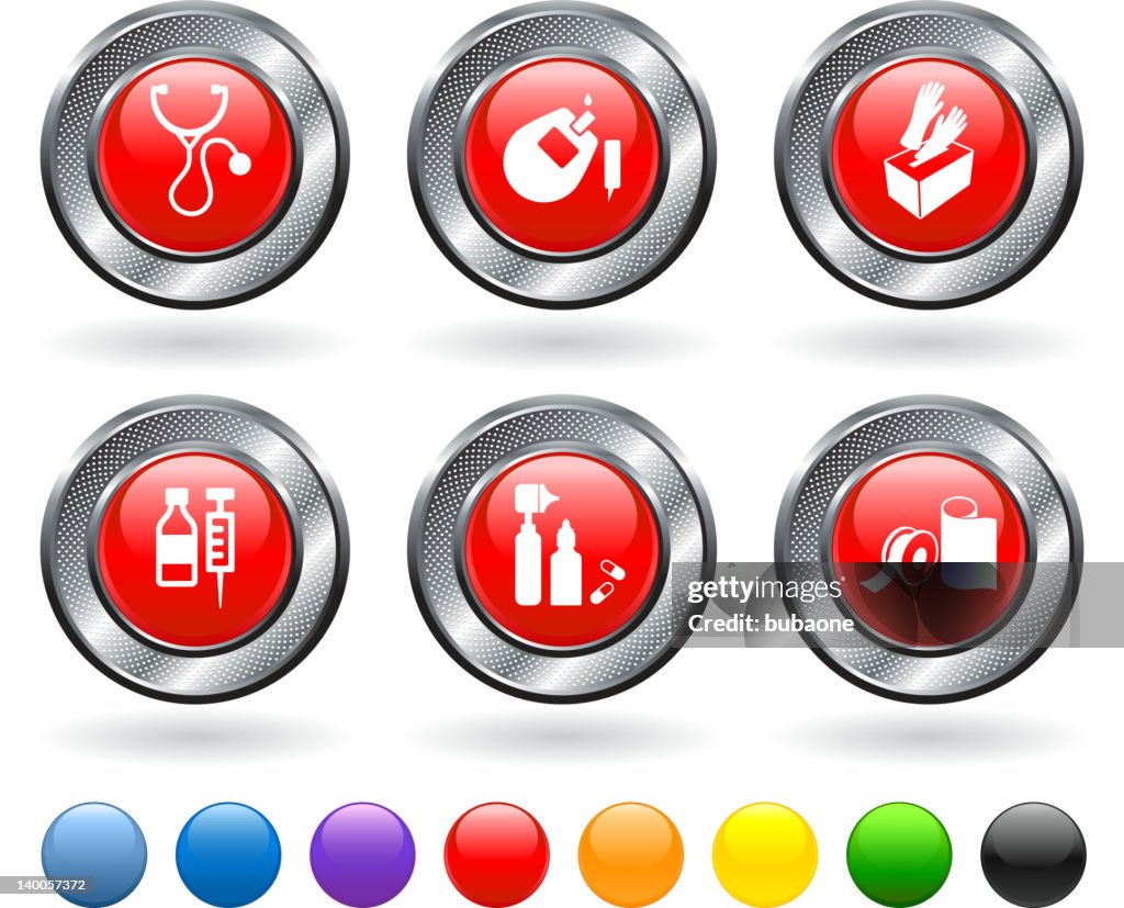 Pharmaceutical suministros conjunto de iconos vectoriales sin royalties