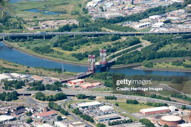 The Tees Newport Bridge, the first vertical-lift bridge in England, Middlesbrough, 2018. Artist Emma Trevarthen.