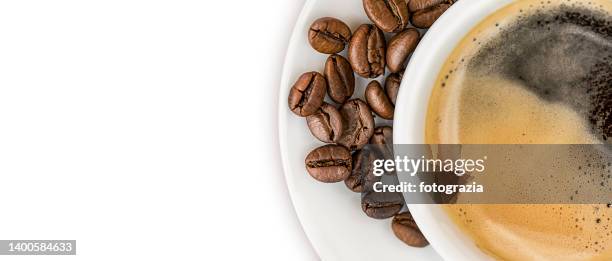 cup of coffee & coffee beans - bean sprouting stock pictures, royalty-free photos & images