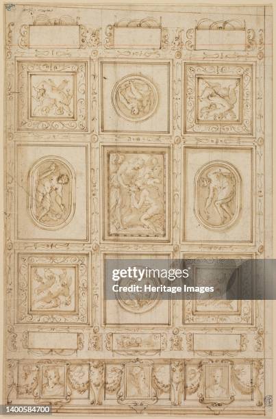 Study for a Ceiling Decoration, with Rebecca and Eliezer at the Well ; Study for a Ceiling Decoration , 1569/73. Artist Giorgio Vasari.