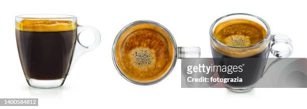 cup of coffee set isolated on white - espresso stockfoto's en -beelden