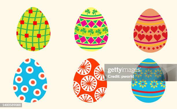 set of eggs . - painted easter eggs stock illustrations