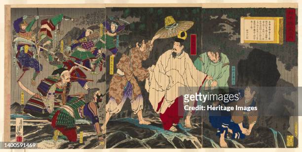 Escape of Emperor Godaigo, from the series "The Unofficial History of Japan ", Japan, 1885. Artist Kobayashi Kiyochika.