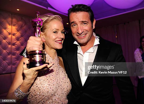 Penelope Ann Miller and Jean Dujardin attend the 2012 Vanity Fair Oscar Party Hosted By Graydon Carter at Sunset Tower on February 26, 2012 in West...
