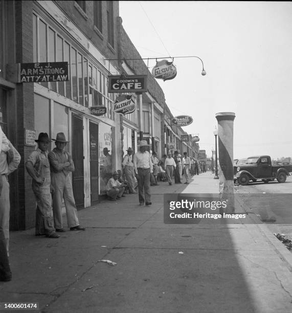 Main street during 1936 drought. Sallisaw, Sequoyah County, Oklahoma. Artist Dorothea Lange.
