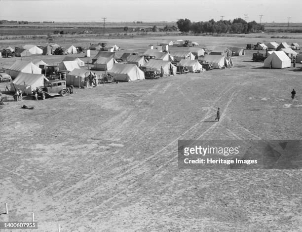 Farm Security Administration migrant labor camp. Calipatria, Imperial Valley, California. 155 migrant families in camp. One third had no work;...