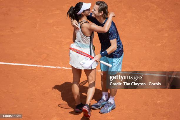 Ena Shibahara of Japan and Wesley Koolhof of The Netherlands celebrate winning the Mixed Doubles Final against Ulrikke Eikeri of Norway and Joran...