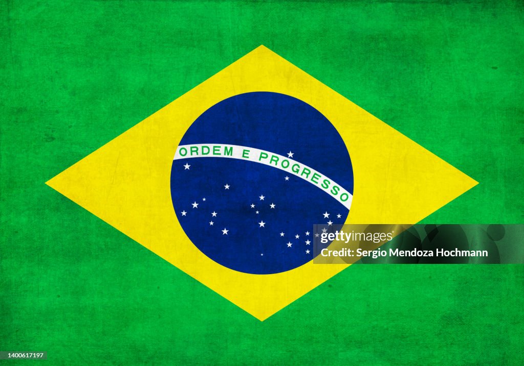 Flag of Brazil with a grunge texture
