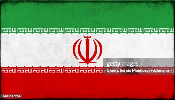flag of iran with a grunge texture - gulf countries flags stock pictures, royalty-free photos & images