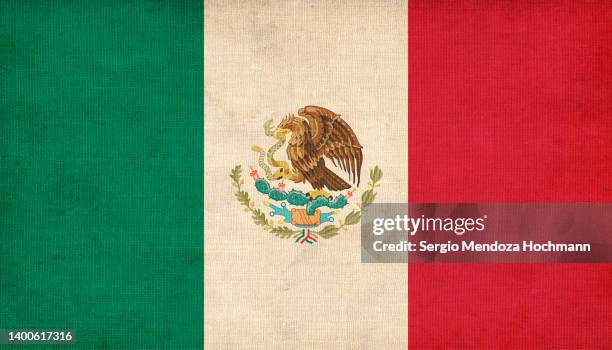 flag of mexico with a grunge texture - mexico flag stock pictures, royalty-free photos & images