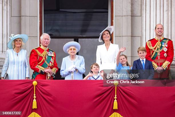 Camilla, Duchess of Cornwall, Prince Charles, Prince of Wales, Queen Elizabeth II, Prince Louis of Cambridge, Catherine, Duchess of Cambridge,...