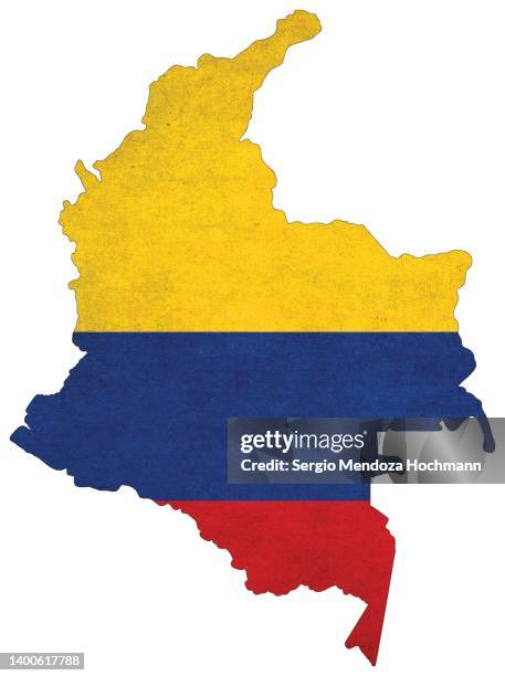 map of colombia with a colombian flag with a grunge texture - bandera colombia fotografías e imágenes de stock